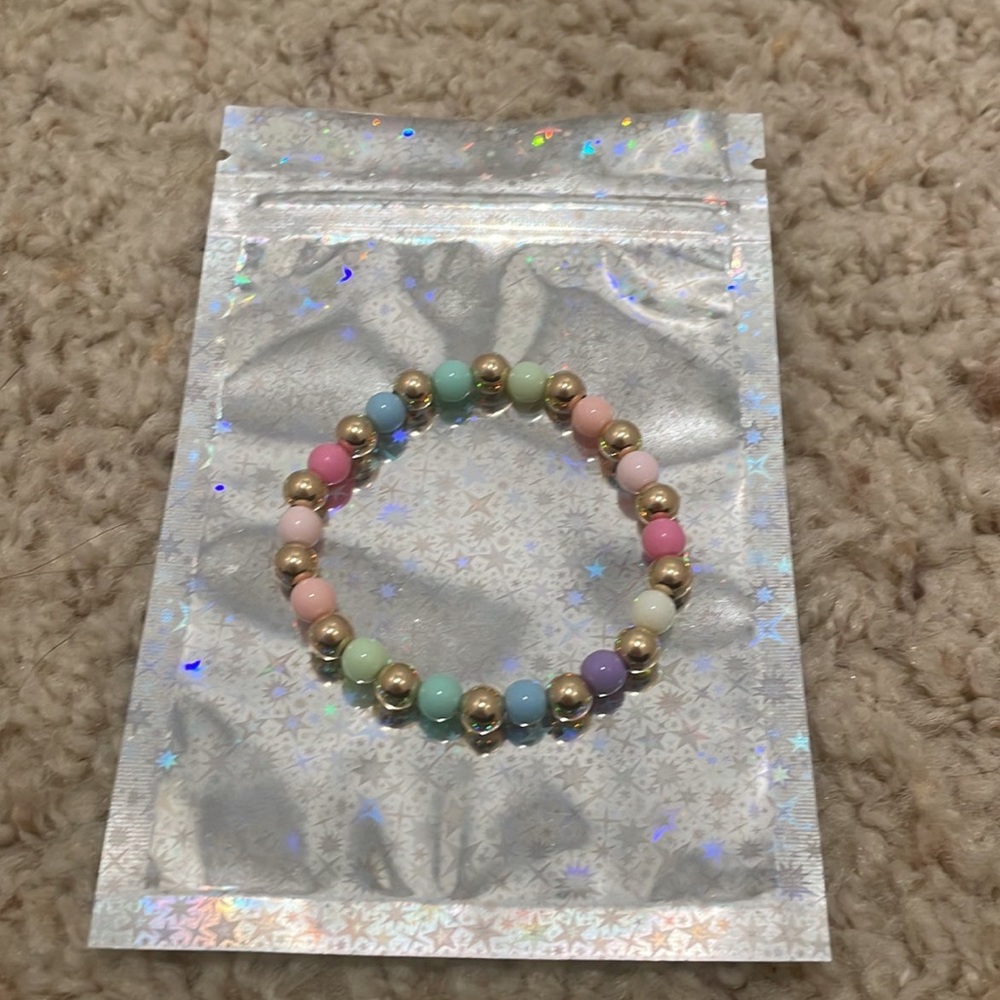 14k gold filled rainbow pastel beaded bracelet